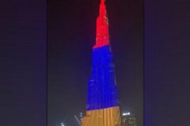 Աշխարհի ամենաբարձր երկնաքերը լուսավորվել է Հայաստան դրոշի գույներով