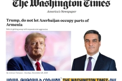 Թրամփ, թույլ մի տվեք, որ Ադրբեջանն օկnւպացնի Հայաստանի տարածքները. Արման Թաթոյանի հոդվածը հրապարակվել է The Washington Times-ում