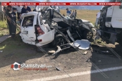 Ողբերգական ավտովթար Սյունիքի մարզում. բախվել են MAN բեռնատարն ու Toyota-ն. ընտանիքի 4 անդամները տեղում մահացել են